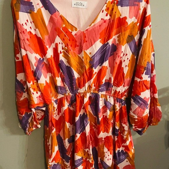 Emily Wonder Vibrant Long Sleeve Abstract Dress - Picture 2 of 4